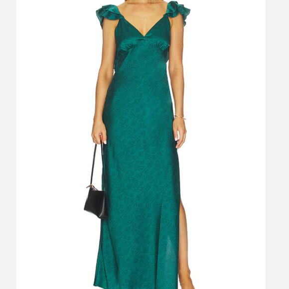 More To Come Dresses & Skirts - More to Come Revolve Size Small Emerald Green Becky Ruffle Maxi Dress
